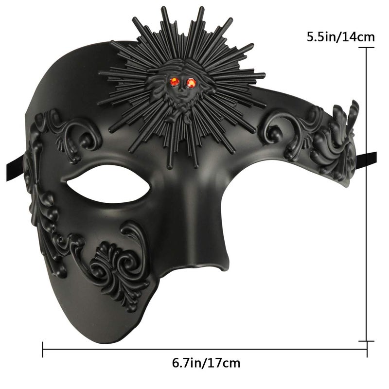 Thmyo Half Face Masquerade Mask, Sun God Greek Style Plastic Party Carnival Halloween Mask (Sun God Black) - Image 3